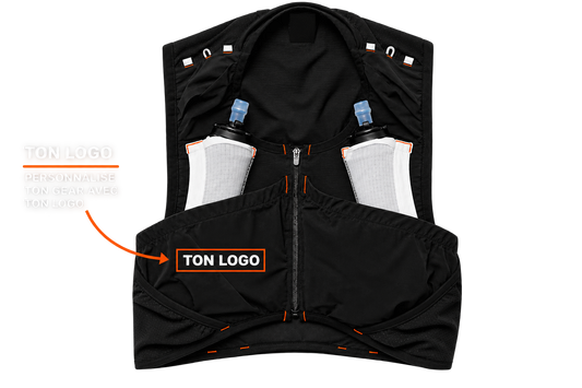 Gilet de trail avec logo personnalisé thermocollant, exemple d'application KRAG
